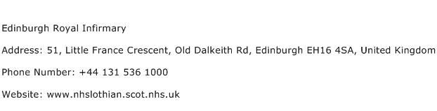 Edinburgh Royal Infirmary Address Contact Number