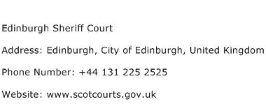 Edinburgh Sheriff Court Address Contact Number