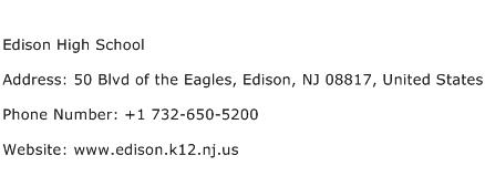 Edison High School Address Contact Number