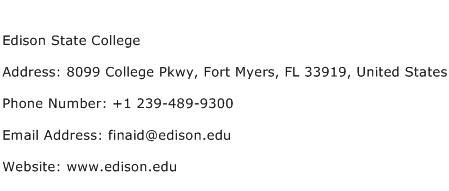 Edison State College Address Contact Number