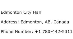 Edmonton City Hall Address Contact Number