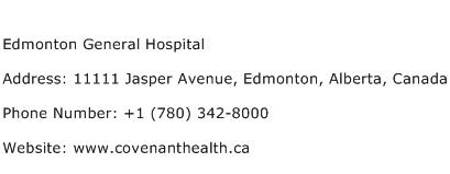 Edmonton General Hospital Address Contact Number