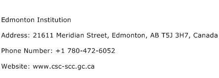 Edmonton Institution Address Contact Number