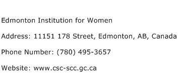 Edmonton Institution for Women Address Contact Number