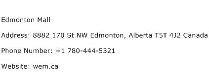 Edmonton Mall Address Contact Number