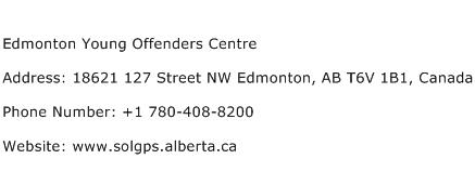 Edmonton Young Offenders Centre Address Contact Number
