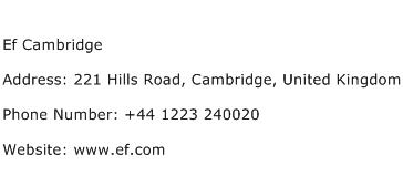 Ef Cambridge Address Contact Number