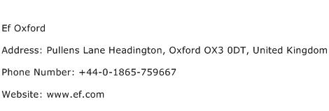 Ef Oxford Address Contact Number