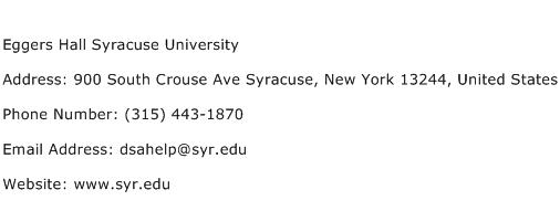 Eggers Hall Syracuse University Address Contact Number