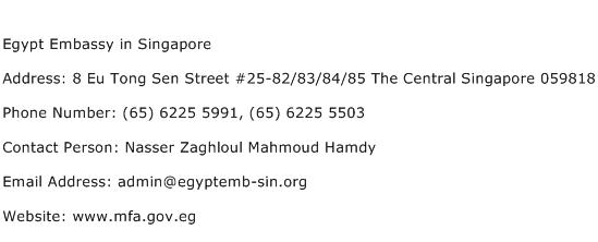 Egypt Embassy in Singapore Address Contact Number