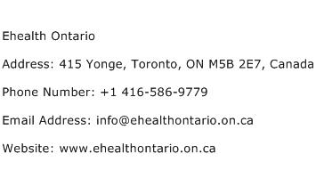 Ehealth Ontario Address Contact Number