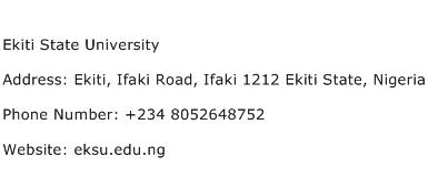 Ekiti State University Address Contact Number