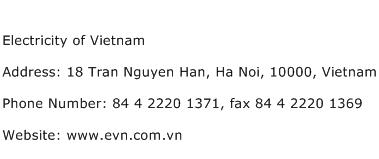 Electricity of Vietnam Address Contact Number