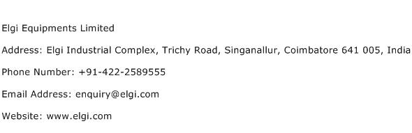 Elgi Equipments Limited Address Contact Number