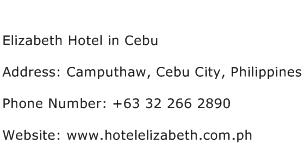 Elizabeth Hotel in Cebu Address Contact Number