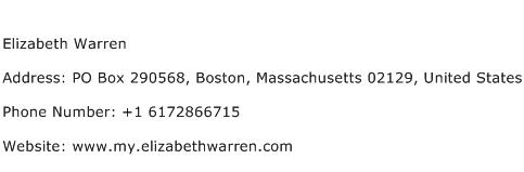 Elizabeth Warren Address Contact Number