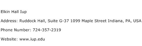 Elkin Hall Iup Address Contact Number