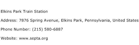 Elkins Park Train Station Address Contact Number