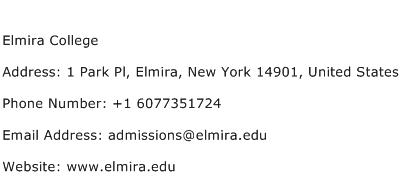 Elmira College Address Contact Number