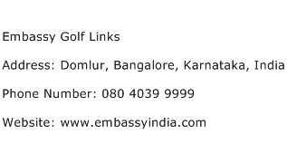 Embassy Golf Links Address Contact Number