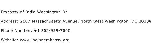 Embassy of India Washington Dc Address Contact Number