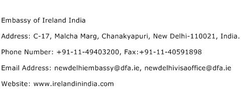Embassy of Ireland India Address Contact Number