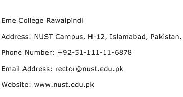 Eme College Rawalpindi Address Contact Number