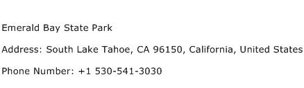 Emerald Bay State Park Address Contact Number