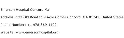 Emerson Hospital Concord Ma Address Contact Number