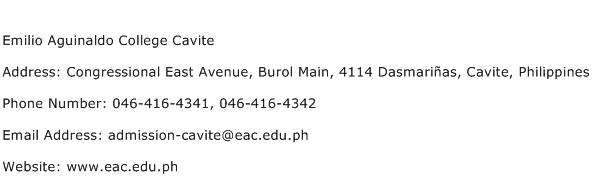 Emilio Aguinaldo College Cavite Address Contact Number