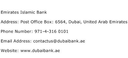 Emirates Islamic Bank Address Contact Number