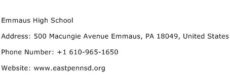 Emmaus High School Address Contact Number
