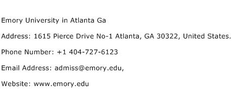 Emory University in Atlanta Ga Address Contact Number