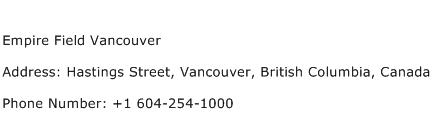 Empire Field Vancouver Address Contact Number