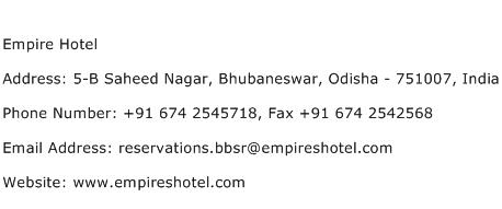 Empire Hotel Address Contact Number