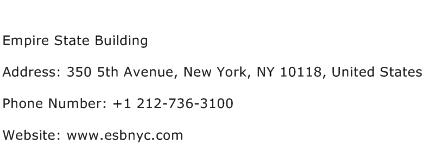 Empire State Building Address Contact Number