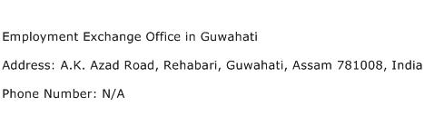 Employment Exchange Office in Guwahati Address Contact Number