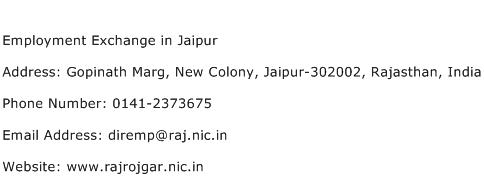Employment Exchange in Jaipur Address Contact Number
