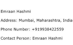 Emraan Hashmi Address Contact Number