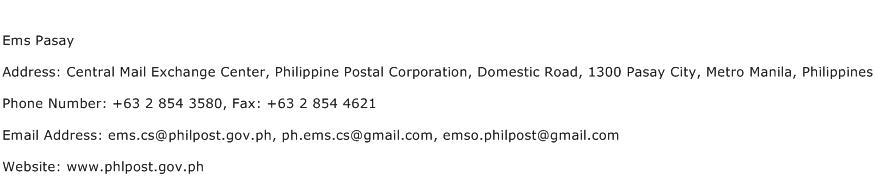 Ems Pasay Address Contact Number