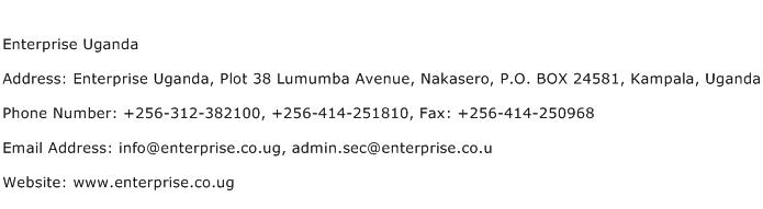 Enterprise Uganda Address Contact Number
