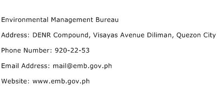 Environmental Management Bureau Address Contact Number