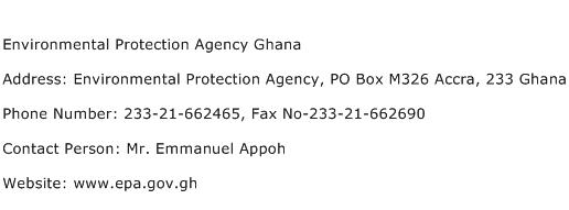 Environmental Protection Agency Ghana Address Contact Number