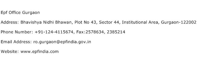 Epf Office Gurgaon Address Contact Number