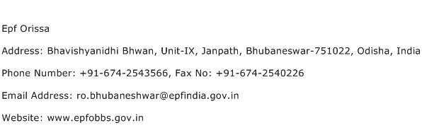 Epf Orissa Address Contact Number