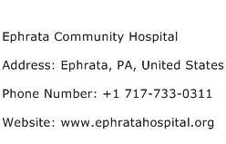 Ephrata Community Hospital Address Contact Number