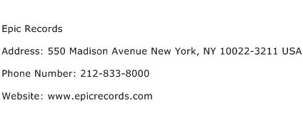Epic Records Address Contact Number