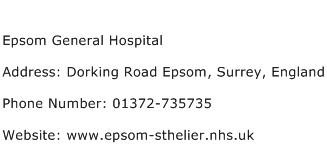 Epsom General Hospital Address Contact Number