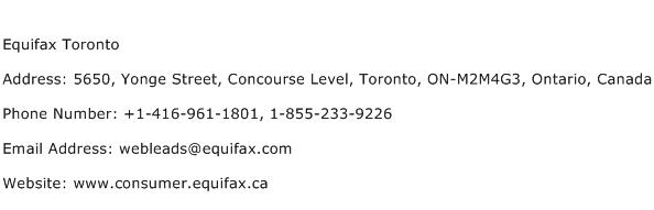 Equifax Toronto Address Contact Number
