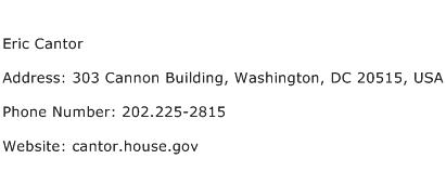 Eric Cantor Address Contact Number